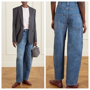 CO Paneled High Rise Barrel Leg Jeans in Mid Denim